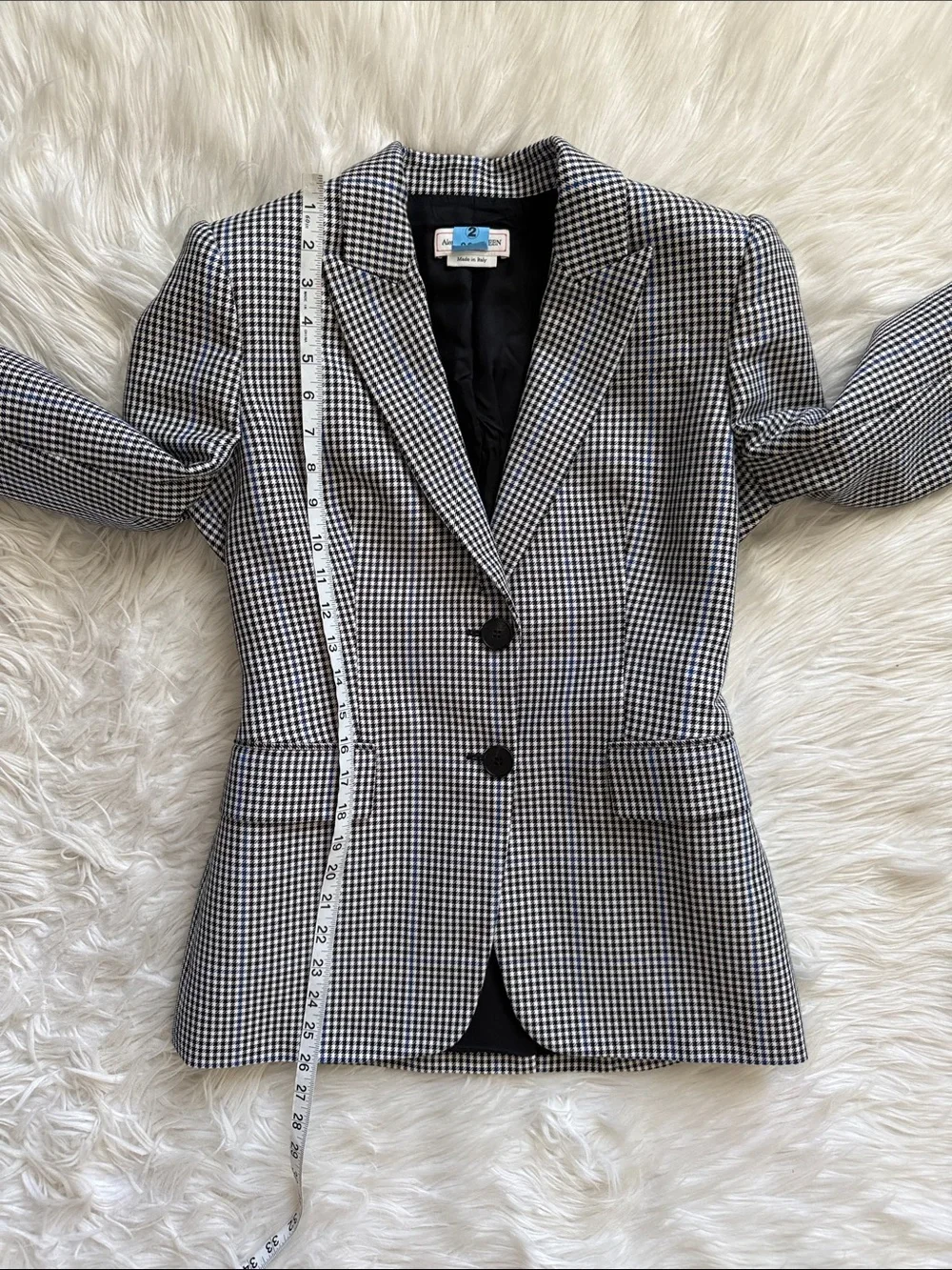 Alexander McQueen Made in Italy Houndstooth Print Blazer/Coat Size 42